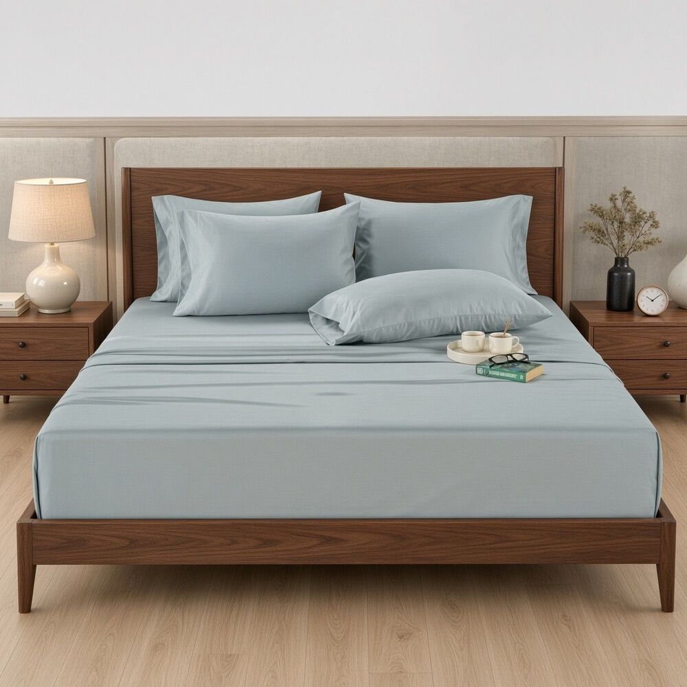 Hotel Signature 800 Thread Count Cotton 6-Piece Sheet Set, Queen Size Light Blue